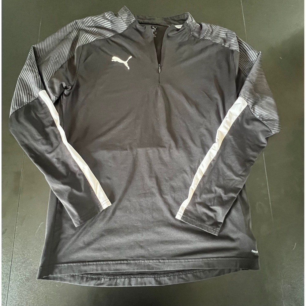 Puma Mens DryCell Quarter Zip Soccer Training Top Black White Grey Size M‎